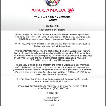 Air Canada letter