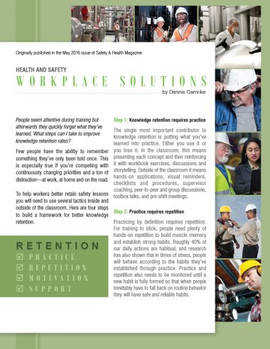 Improving Safety Knowledge Retention Rates